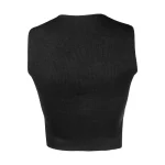 کراپ‌ تاپ زنانه مشکی بدون آستین با طراحی برش‌دار کد 1020