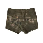 شلوارک جین زنانه ارتشی با لبه ریش‌ریش کد 1061