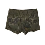 شلوارک جین زنانه ارتشی با لبه ریش‌ریش کد 1061