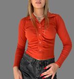 کراپ آستین‌ بلند دخترانه جلو‌ چیندار کد 1088