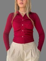 کراپ آستین‌ بلند دخترانه جلو‌ چیندار کد 1088