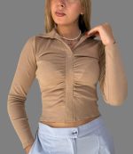 کراپ آستین‌ بلند دخترانه جلو‌ چیندار کد 1088