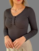 کراپ آستین‌ بلند پاپیونی کد 1085