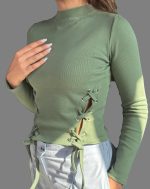 کراپ آستین‌ بلند پایین پرچی