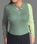 کراپ آستین‌ بلند دکمه‌ای