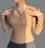 کراپ آستین‌ بلند دکمه‌ای