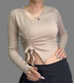 کراپ آستین بلند دخترانه اسپرت و شیک گتر کد 1078