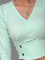 کراپ آستین‌ بلند دخترانه جلو دکمه کد 1091