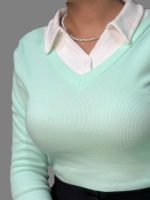 کراپ آستین‌ بلند دخترانه یقه‌ دار کد 1093