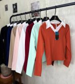 کراپ آستین‌ بلند دخترانه یقه‌ دار کد 1093