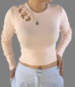 کراپ آستین بلند دخترانه شونه پاپیونی کد 1095