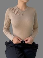 کراپ آستین بلند دخترانه شونه پاپیونی کد 1095