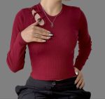 کراپ آستین بلند دحترانه شونه پاپیونی کد 1095