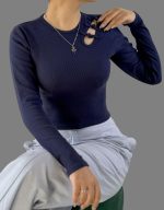 کراپ آستین بلند دخترانه شونه پاپیونی کد 1095