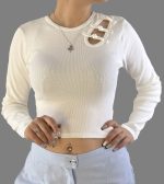 کراپ آستین بلند دخترانه شونه پاپیونی کد 1095