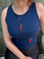 کراپ دخترانه گلدوزی طرح فلفل کد 1111