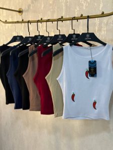 کراپ دخترانه گلدوزی طرح فلفل کد 1111