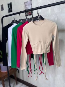 کراپ دخترانه آستین بلند گتر دار کد 1114