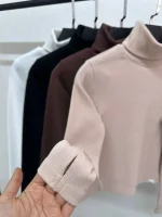 کراپ‌ زنانه یقه اسکی فینگردار کد 1120