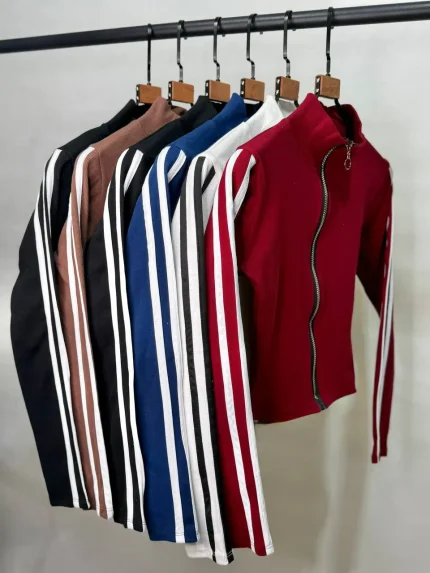 کراپ زنانه جلو زیپدار سه خط کد 1117